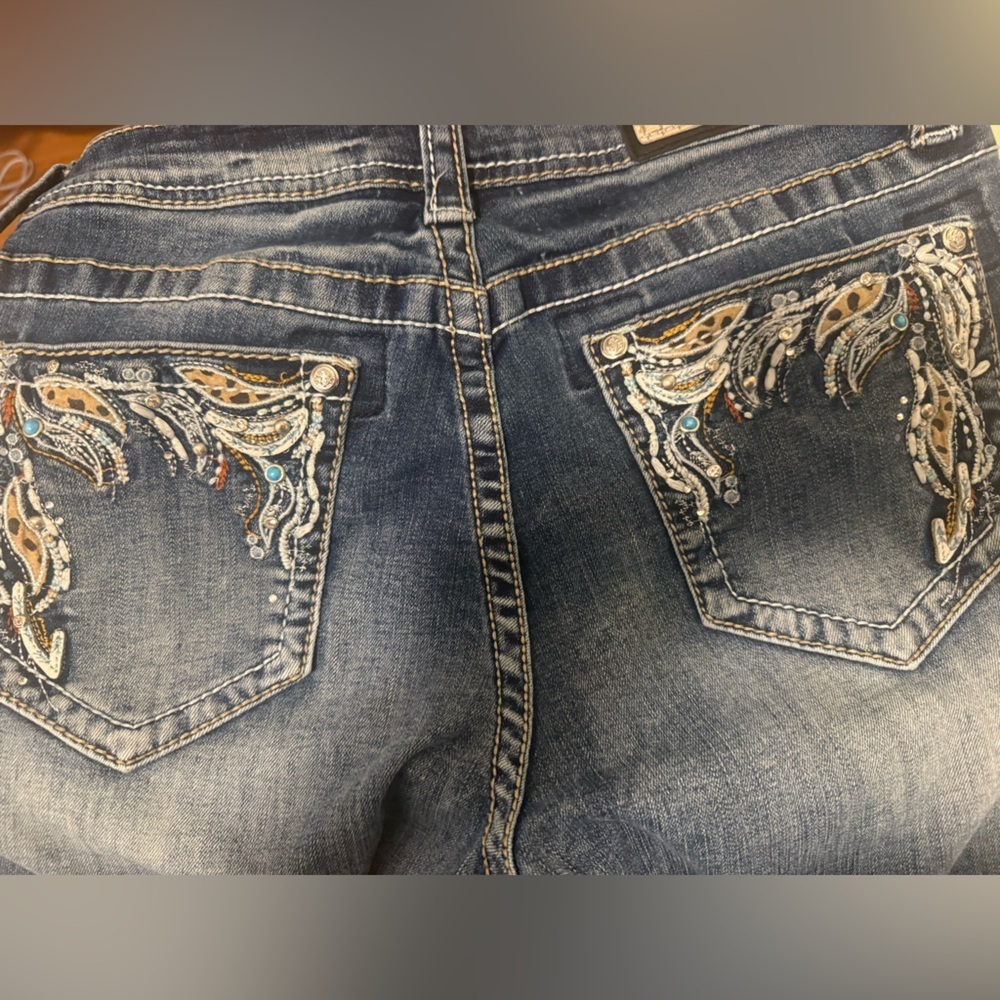 Grace in LA Bootcut Embellished Jeans Sz 26 Bling Western Cowgirl - Picture 8 of 9